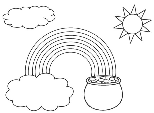 Arc En Ciel Avec Soleil Et Pot D Or coloring page for children