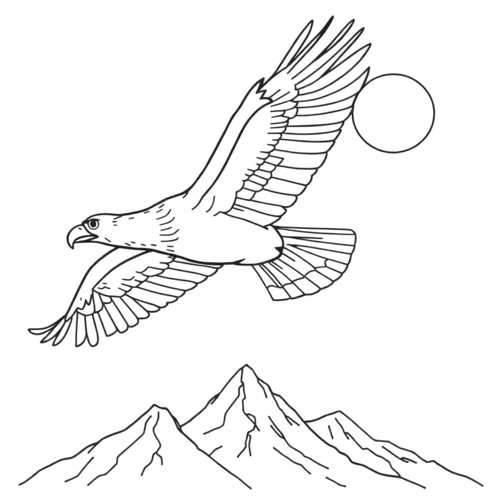Arend, schwarz, weiß, schwarz-weiß-Farbmalvorlage für Kinder
