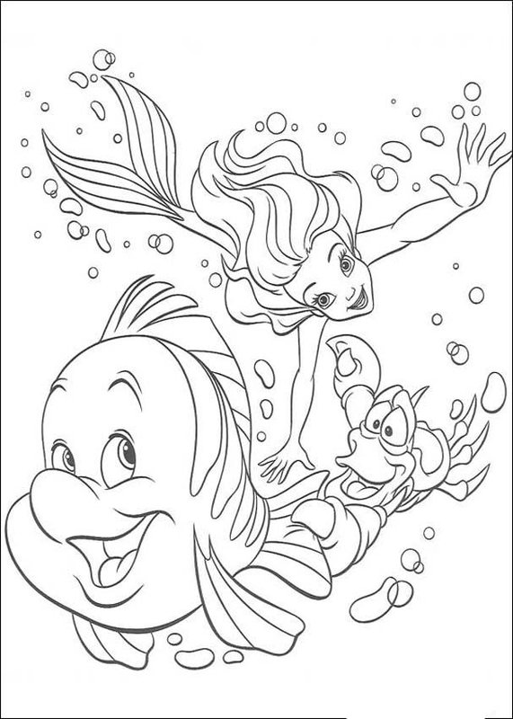 Ariel Botje Sebastiaan Zwemmend coloring page for children