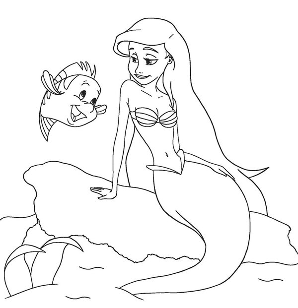 Ariel Rock Flounder coloring page for children