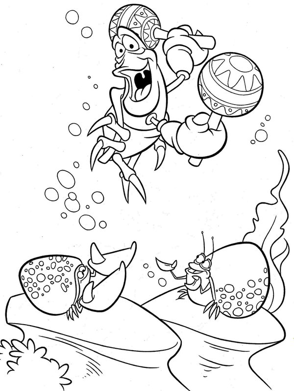 Ariel Sebastian With Sambaballs coloring page for children