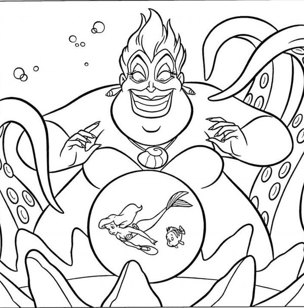 Ariel Úrsula coloring page for children