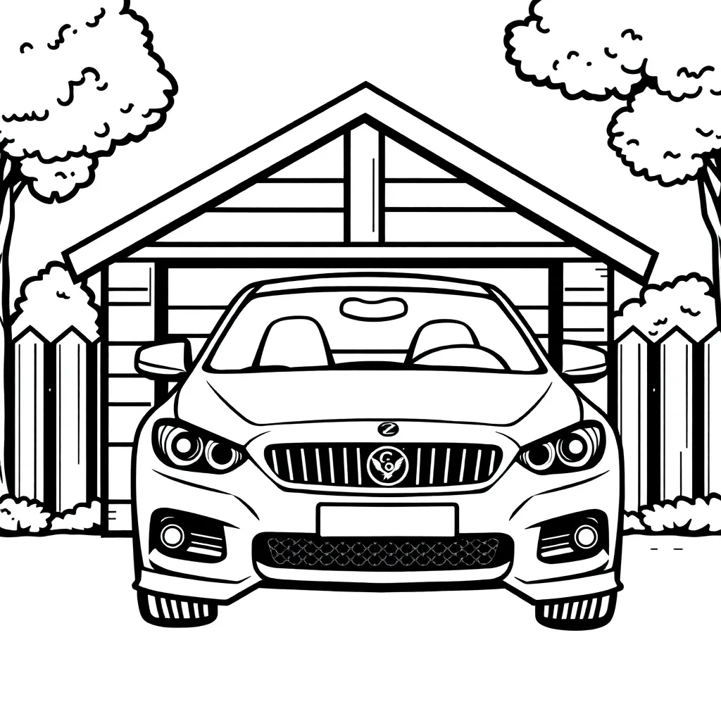 Auto Cartoon Garage Creatief Kinderen coloring page for children