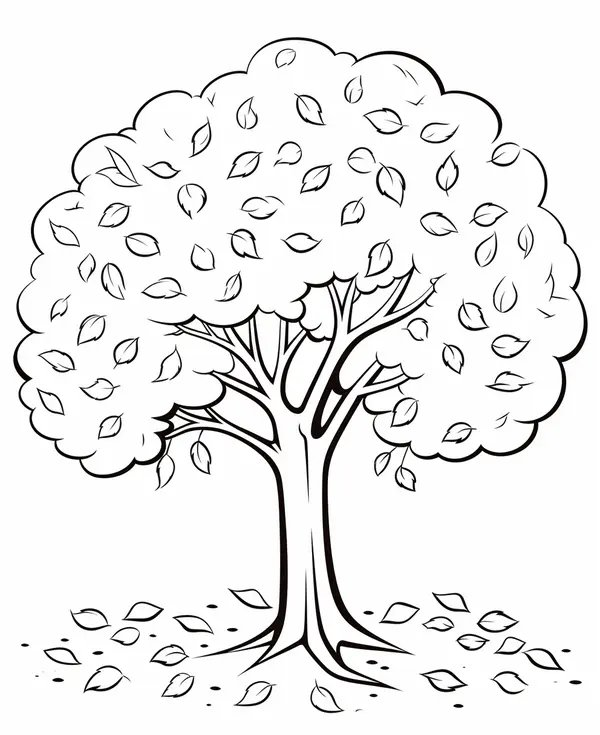 Autumn Tree coloring page for children