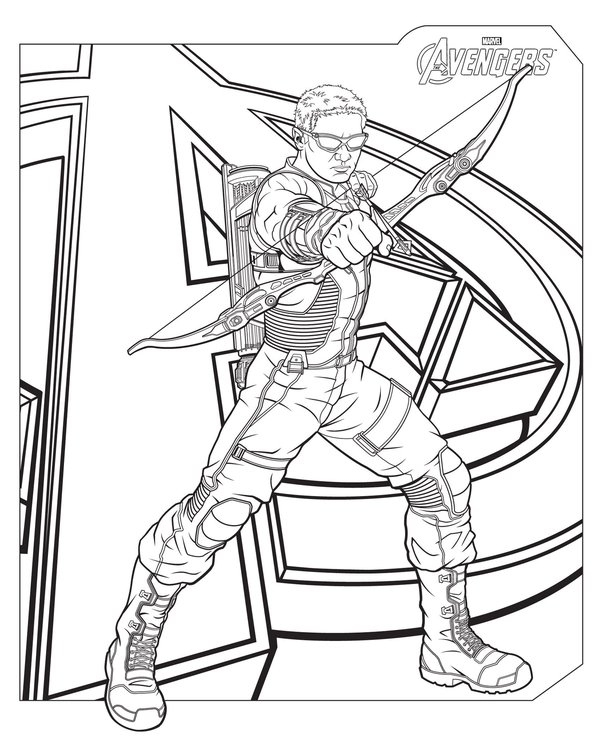 Avengers Hawkeye coloring page for children