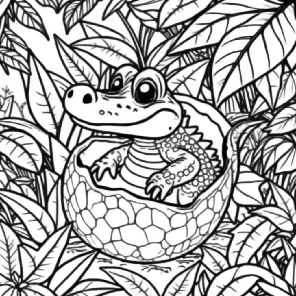 Baby Krokodil In Een Ei coloring page for children