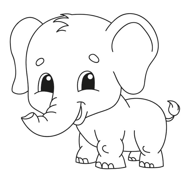 Baby Olifant coloring page for children