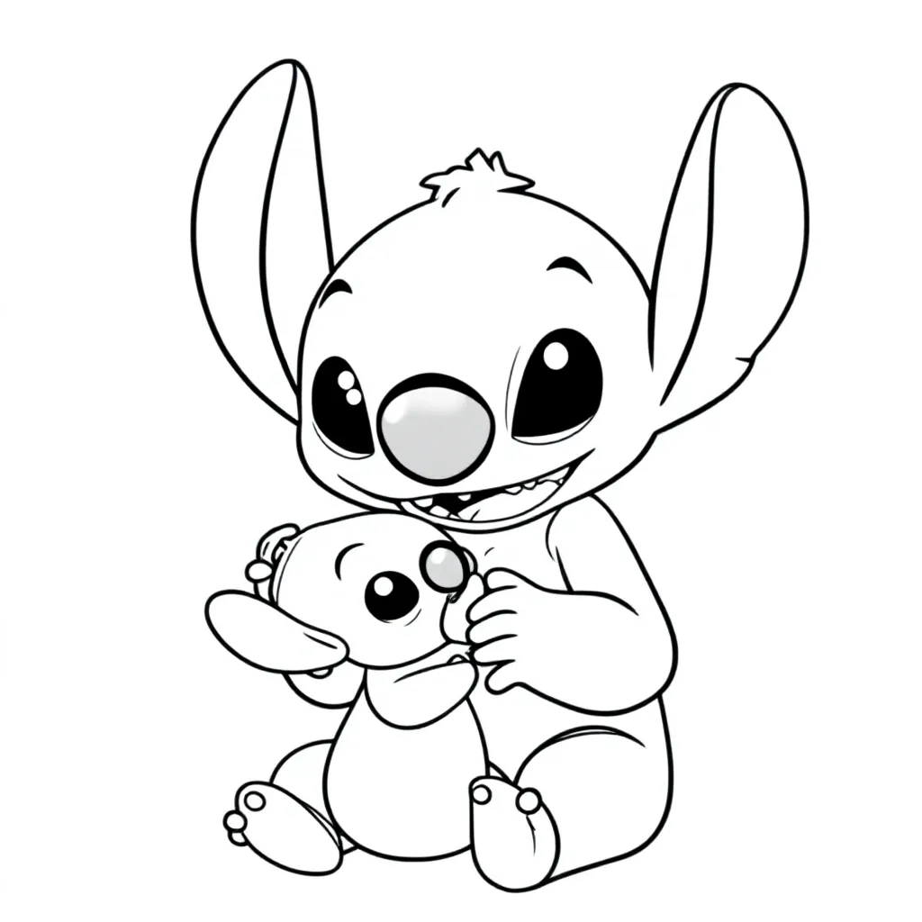Baby Stitch Met Een Pap Stitch coloring page for children