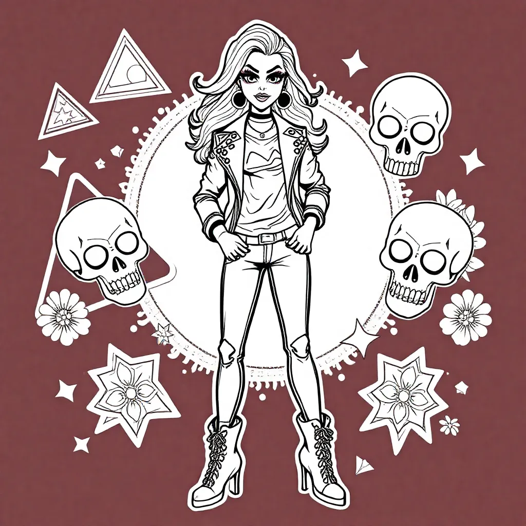 Baddie kleurplaat voor kinderen