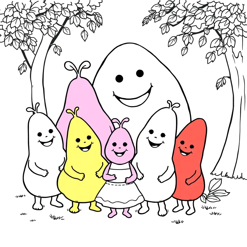 Barbapapa Familie Cartoon Roze Knuffelig coloring page for children