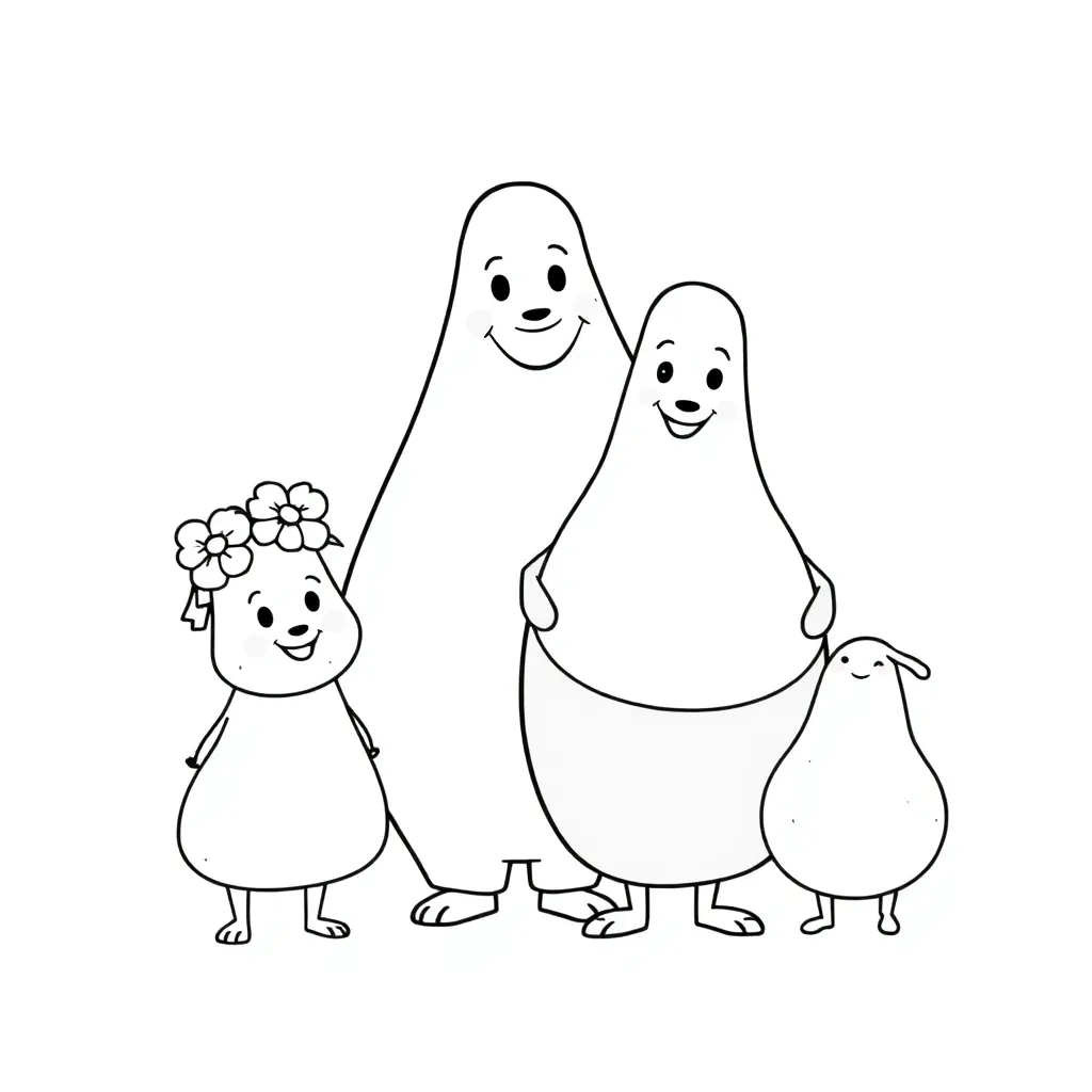 Barbapapa Familie Roze Cartoon Knuffelbaar coloring page for children