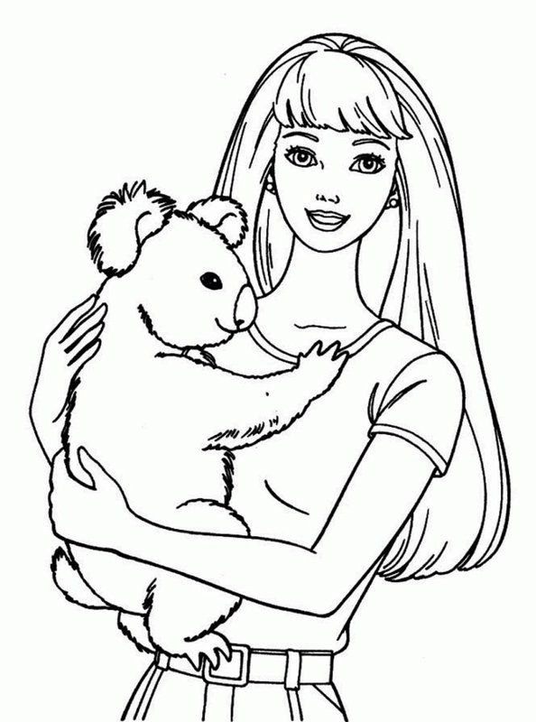 Barbie Avec L Ours Koala coloring page for children