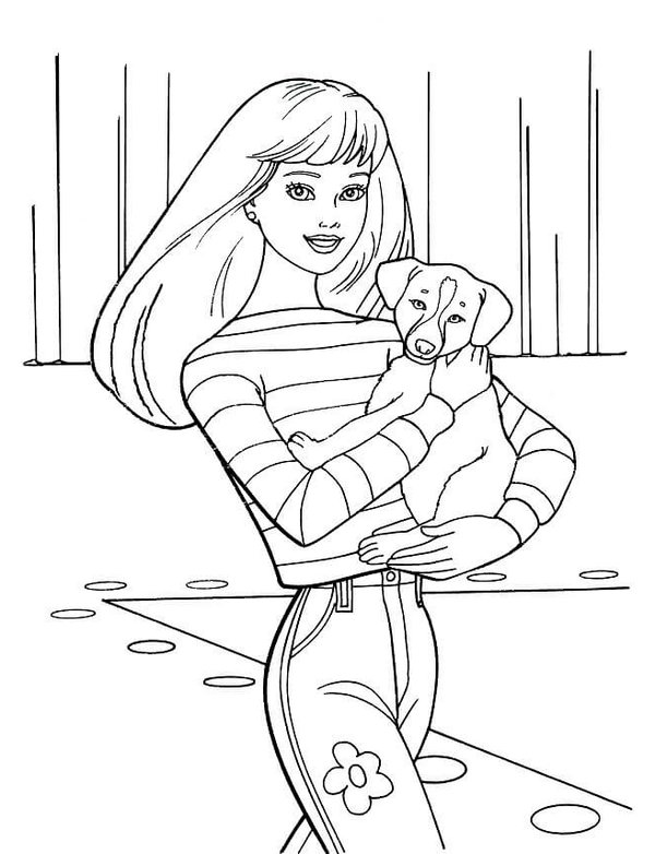 Barbie Con Cachorro coloring page for children