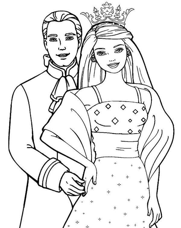 Barbie Con El Principe coloring page for children