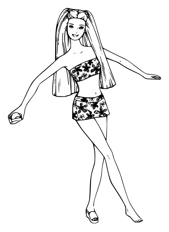 Barbie Con Traje De Verano coloring page for children