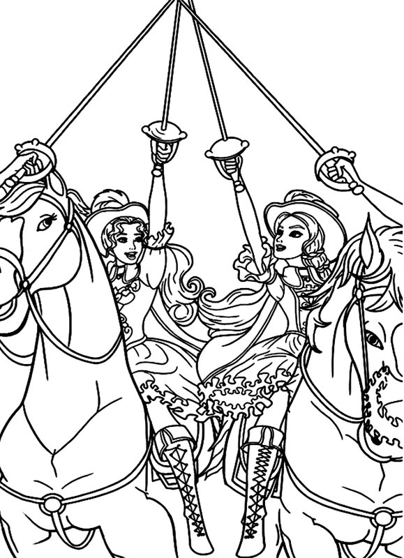 Barbie Horse coloring page for children