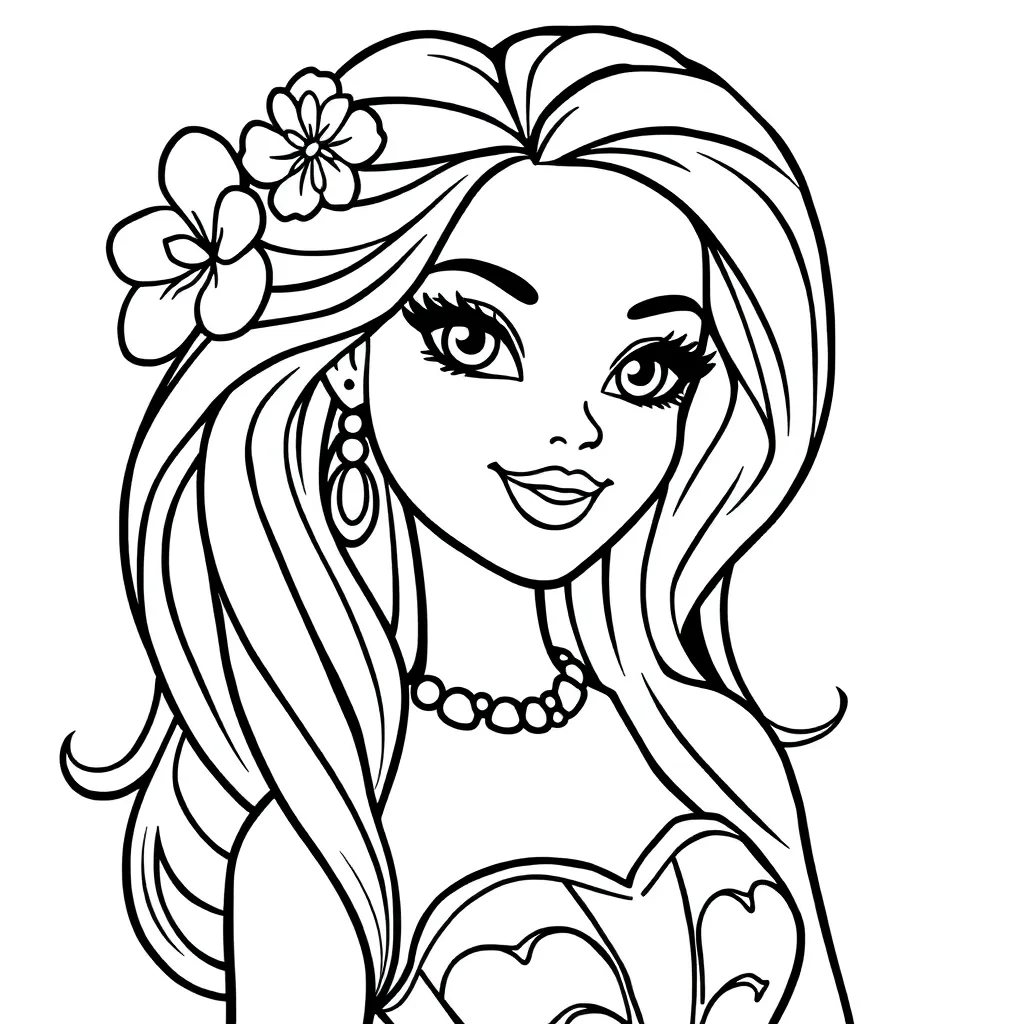 Barbie Pop Prinses Creatief Kleurrijk coloring page for children