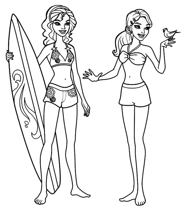 Barbie Surf coloring page for children