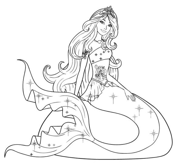 Barbie Zeemeermin Prinses coloring page for children