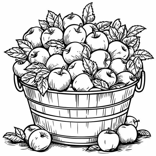 Basket Full Of Apples coloring page for children
