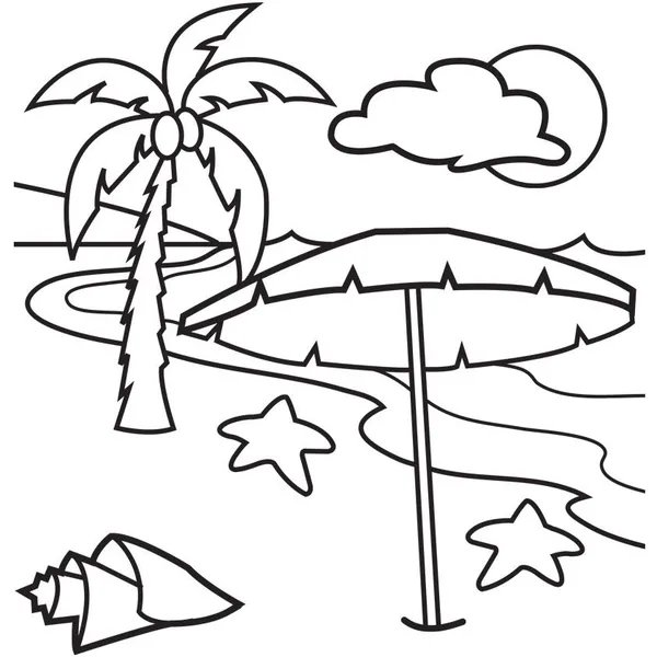 Beach Umbrella Palmtree coloring page for children