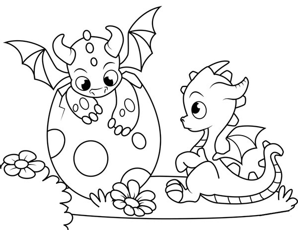 Bebe Dragon Avec Oeuf coloring page for children