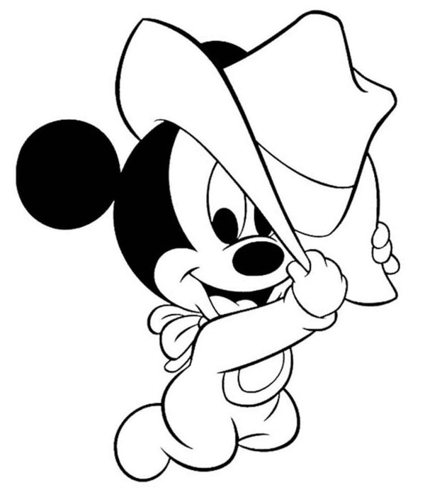 Bebe Mickey Mouse coloring page for children