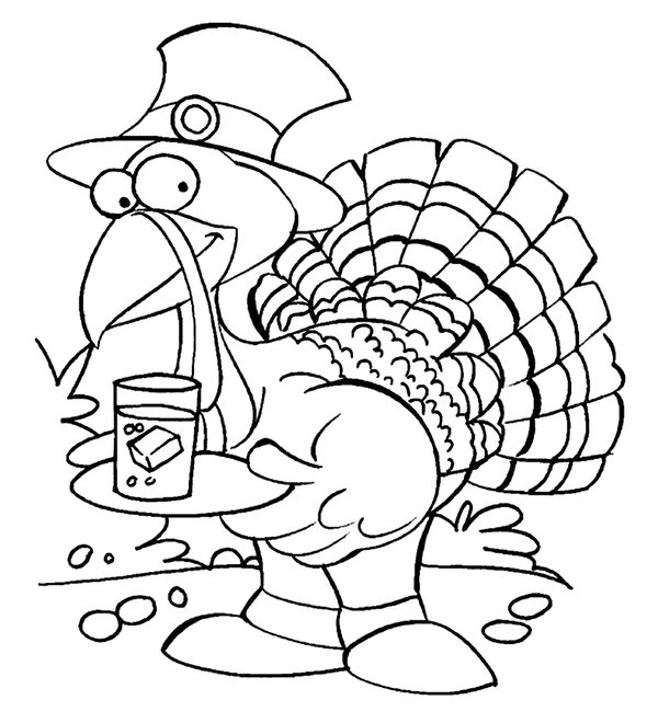 Bebida De Sujecion Del Pavo De Accion De Gracias coloring page for children
