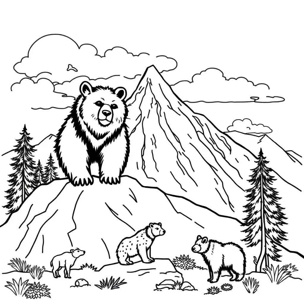 Beer Wilde Dieren Natuur Cartoon coloring page for children