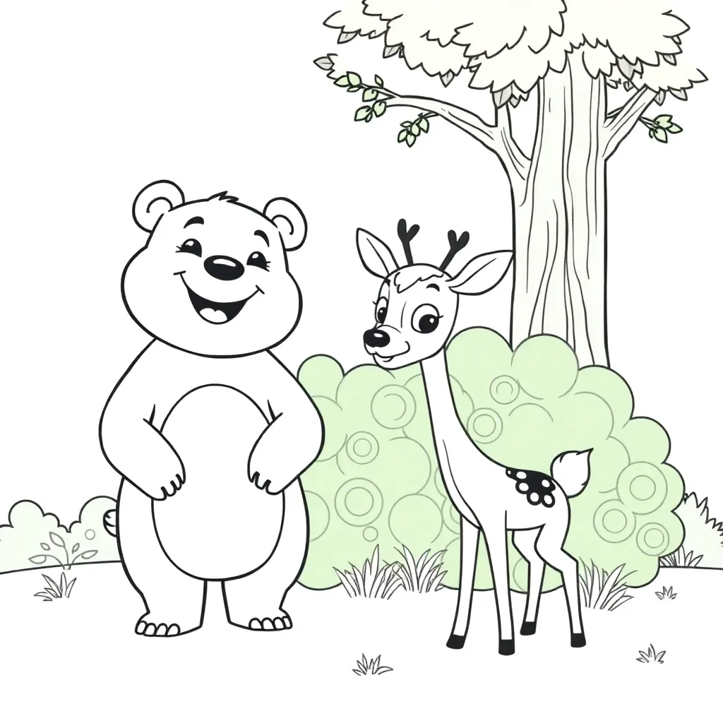 Beer Wilde Natuur Bos Cartoon coloring page for children