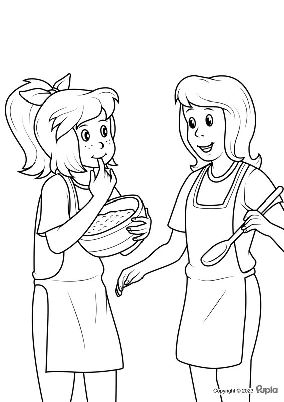 Bibi und Tina kochen coloring page for children