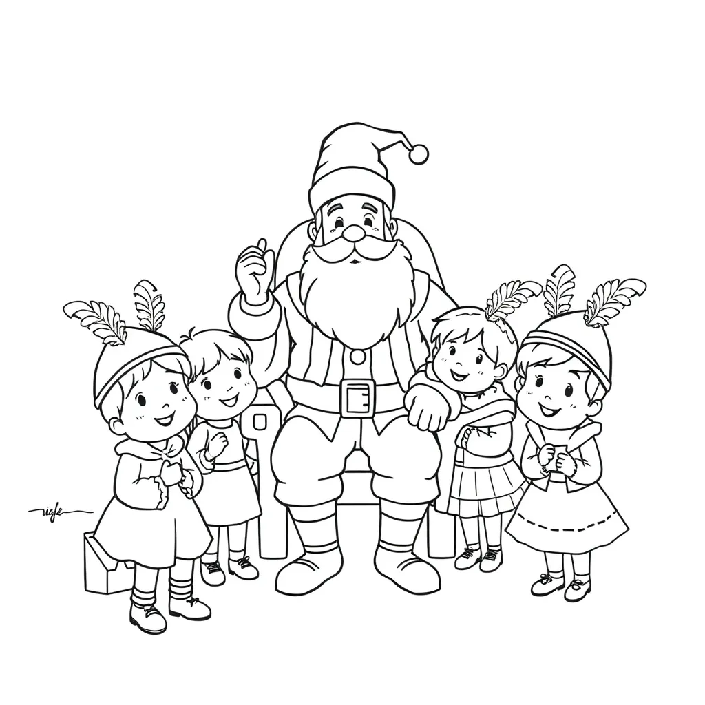 Bij Sint Op Schoot coloring page for children