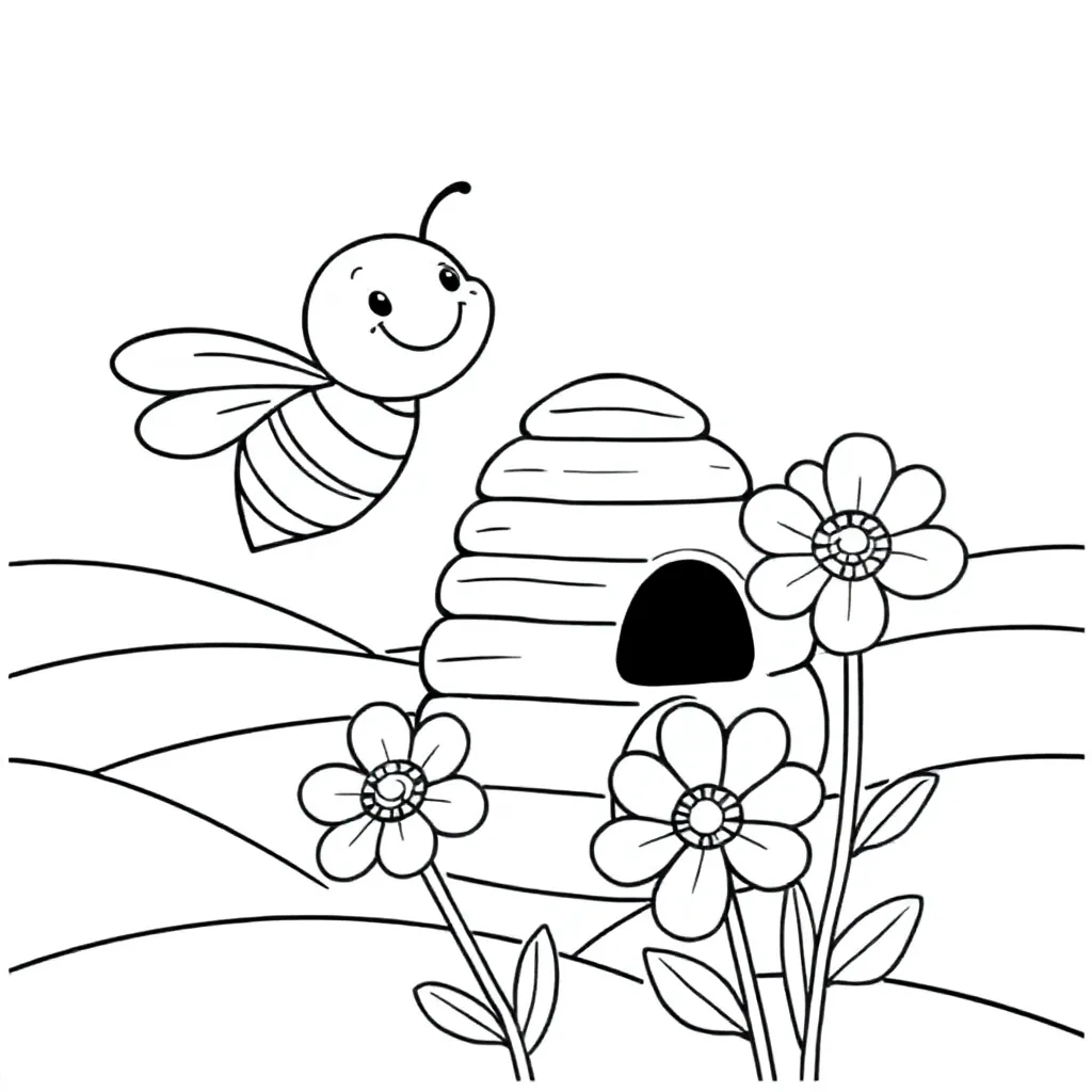 Bijen coloring page for children