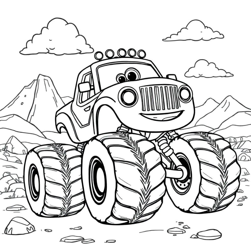 Blaze Monsterwielen Voertuig Avontuur Cartoon coloring page for children