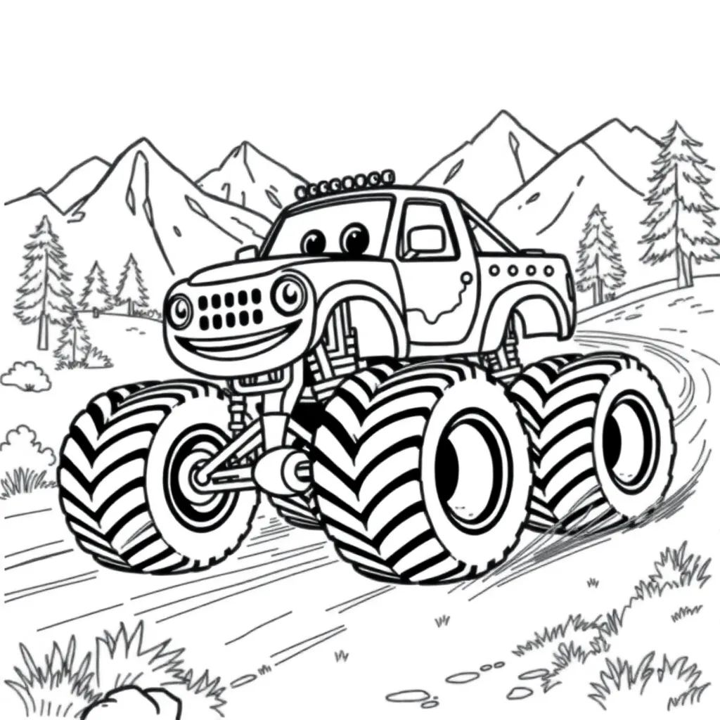Blaze Monsterwielen Voertuig Avontuur Cartoon coloring page for children