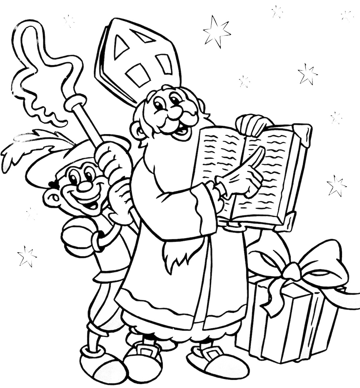 Blije Sint Piet coloring page for children
