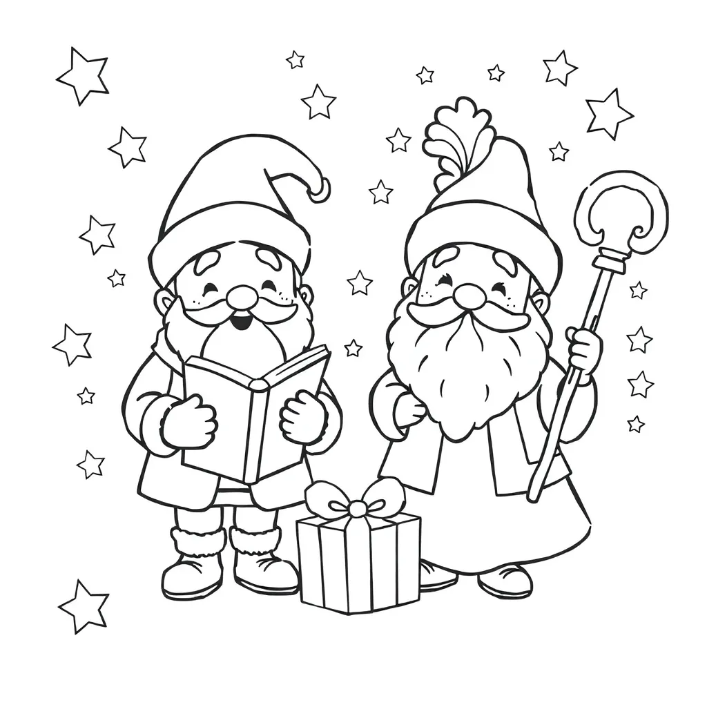 Blije Sint Piet coloring page for children