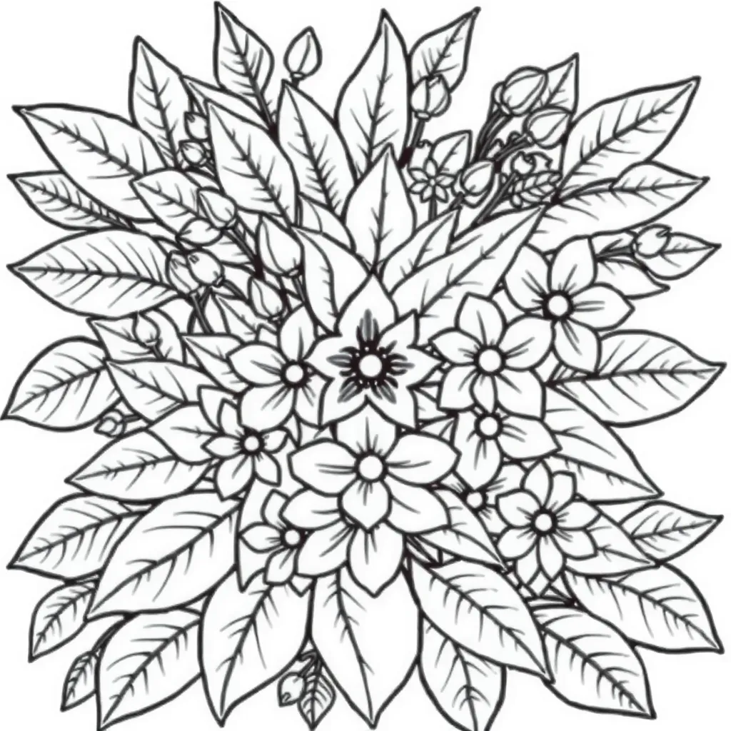 Bloemen Natuur Elegant Gedetailleerd Rustgevend coloring page for children