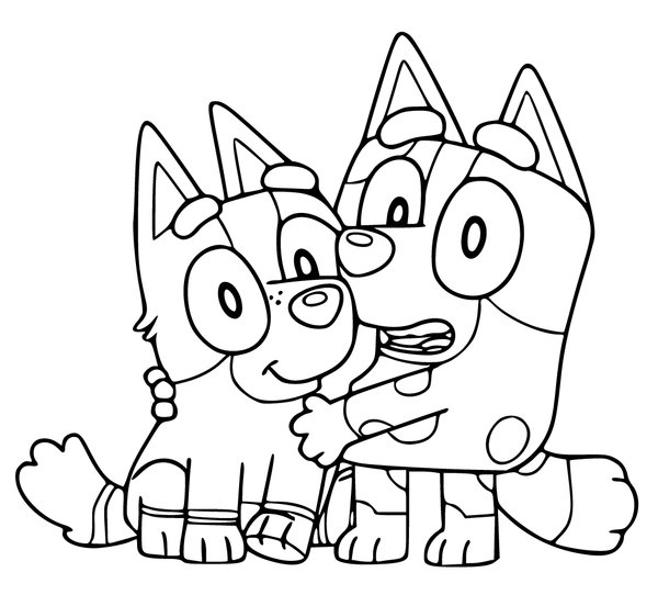 Bluey, Muffin et Socks coloring page for children