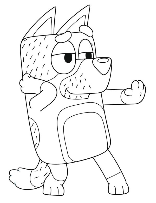 Feuille de coloriage Bluey papa Bandit dansant