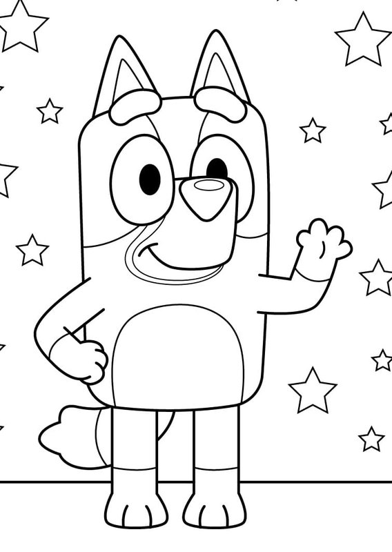Bluey Sterne Hintergrund coloring page for children