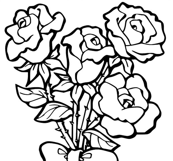 Blumenstrauss Aus Rosen coloring page for children