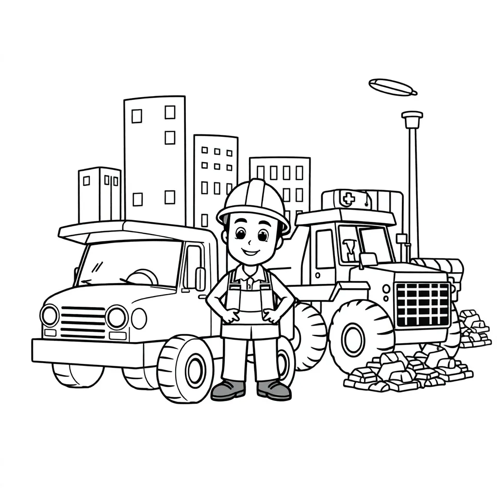 Bob De Bouwer Bouwplaats Voertuigen Constructie Creatief coloring page for children