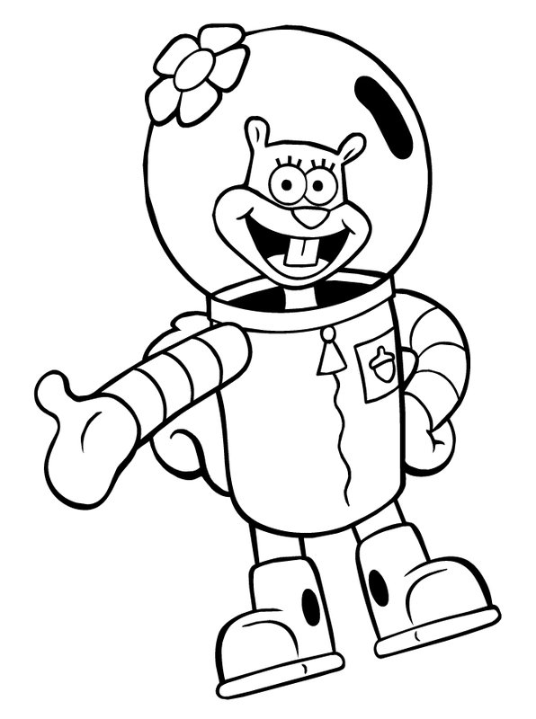 Bob Esponja Mejillas De Arena Feliz coloring page for children
