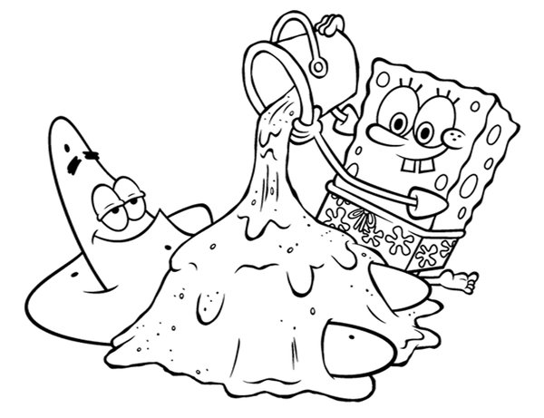 Bob Esponja Y Patricio Jugando Con Arena coloring page for children