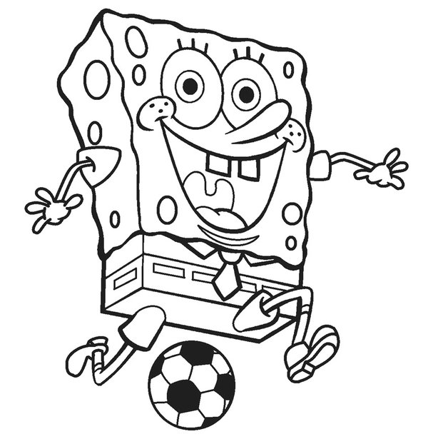 Bob L Eponge Joue Au Foot coloring page for children