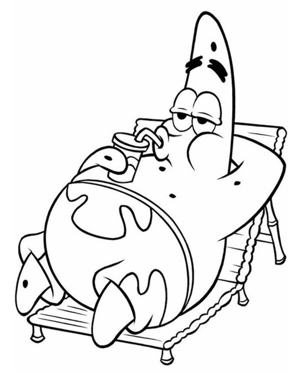 Bob L Eponge Patrick Sur Un Banc Solaire coloring page for children