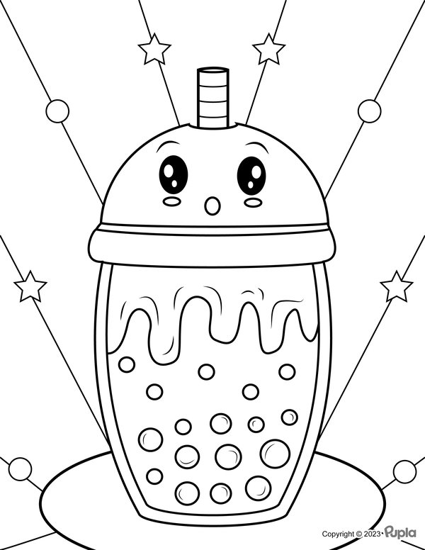 Boba Tea Looking Surprised coloring page for children