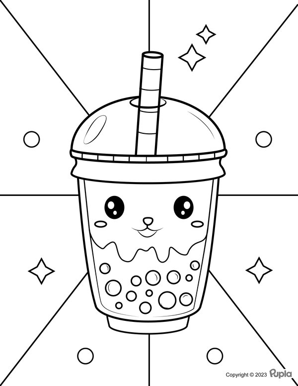 Boba Tea With Stars coloring page for children