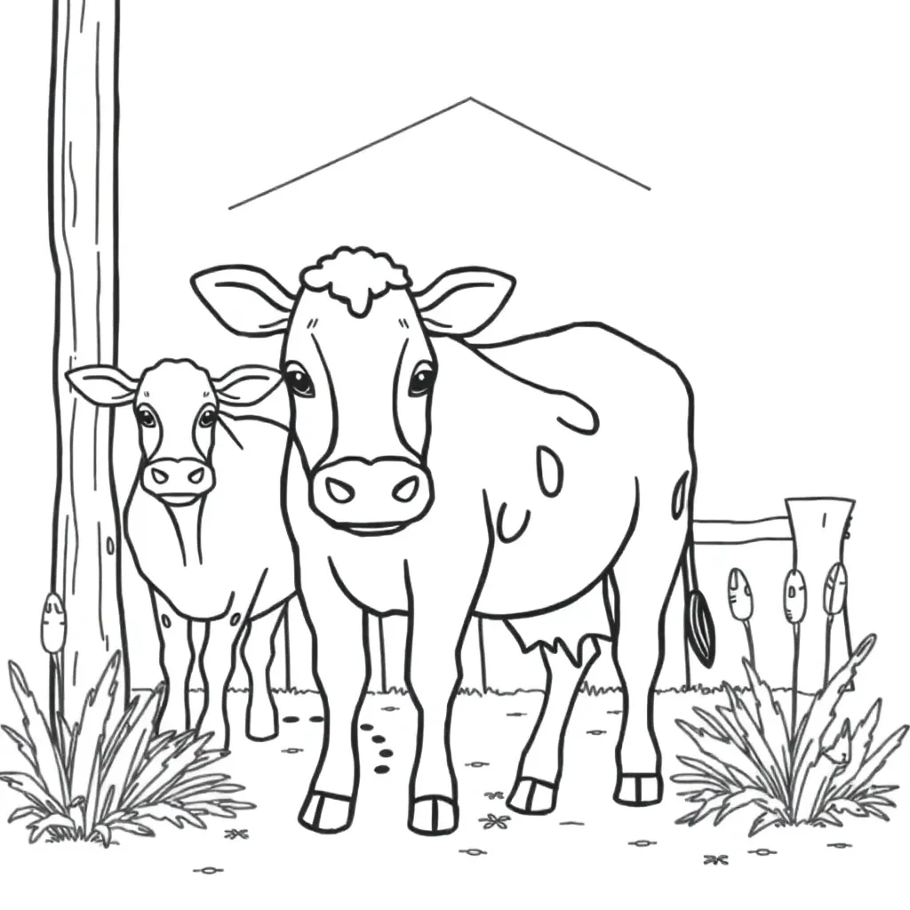 Boerderij Dieren Landelijk Schuur Tractor coloring page for children